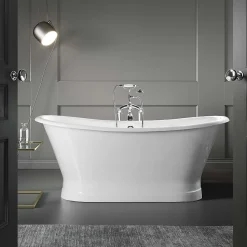 Baignoire sur socle en fonte emaillee COVENTRY Blanche 173 cm Peinture blanche (baignoire et socle)