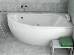Baignoire 150x70 Droite MILENA PREMIUM acrylique blanc +Habillage en polystyrène + Poignées +Repose Tête + Pieds + Vidage à chromé