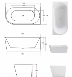 Baignoire ZOYA angle gauche - 150 x 75 cm