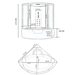 Baignoire-Douche hydromassage angle 150 x 150 cm Aphrodite