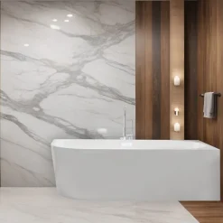 BALNEO - Baignoire îlot d'angle droit AVOLA blanche acrylique 150x75 cm - Baignoire de salle de bain