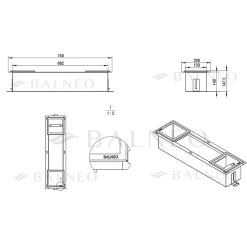 BALNEO - range-papier toilette mural encastré WALL-BOX PAPER 2 Gun Metal gris - compartiment de salle de bain intégré dans le mur