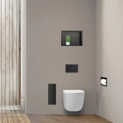 Balneo Armoire encastrée pour brosse WC gauche verre noir
