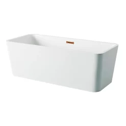 Balneo Baignoire autoportante 170x80cm, rectangulaire, accessoires cuivre, Acrylique thermoformé 3.5mm, avec pieds réglables, ROMA