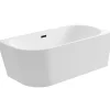 Balneo Baignoire semi-îlot Murale 170x80cm droite, accessoires noir, Acrylique thermoformé 3.5mm, avec pieds réglables, AVOLA