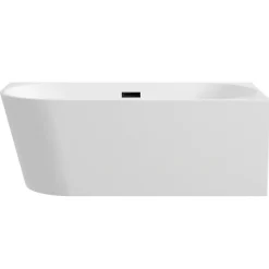 Balneo Baignoire semi-îlot Murale 170x80cm droite, accessoires noir, Acrylique thermoformé 3.5mm, avec pieds réglables, AVOLA