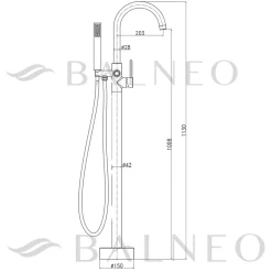 BALNEO Robinet de baignoire autoportant noir Acier inoxydable - Mitigeur sur pied pour baignoire CASCADE
