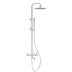 BALNEO Système de douche avec pommeau de pluie argent Acier inoxydable - Mitigeur de douche avec douchette CASCADE CHROME