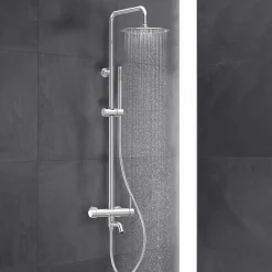 BALNEO Système de douche avec pommeau de pluie argent Acier inoxydable - Mitigeur de douche avec douchette CASCADE CHROME
