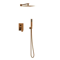 BALNEO Système de douche avec pommeau de pluie cuivre Acier inoxydable - Mitigeur de douche avec douchette CASCADE