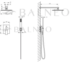 BALNEO Système de douche avec pommeau de pluie or brillant Acier inoxydable - Mitigeur de douche avec douchette CASCADE