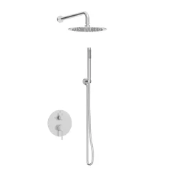BALNEO Système de douche avec pommeau de pluie argent brossé Acier inoxydable - Mitigeur de douche avec douchette CASCADE INOX