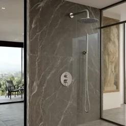 BALNEO Système de douche avec pommeau de pluie argent brossé Acier inoxydable - Mitigeur de douche avec douchette CASCADE INOX