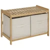 Banc de salle de bain avec 2 rangements bambou l.66,8 x H.35 x P.44 cm 5Five Tidy Box