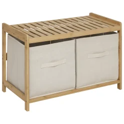 Banc de salle de bain avec 2 rangements bambou l.66,8 x H.35 x P.44 cm 5Five Tidy Box