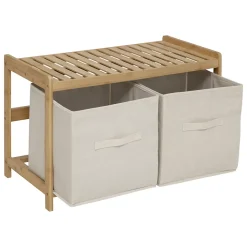 Banc de salle de bain avec 2 rangements bambou l.66,8 x H.35 x P.44 cm 5Five Tidy Box