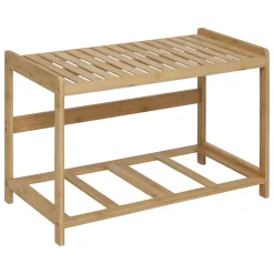 Banc de salle de bain avec 2 rangements bambou l.66,8 x H.35 x P.44 cm 5Five Tidy Box