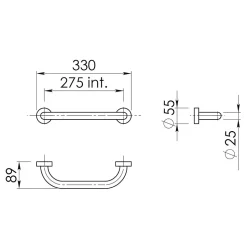 Barre D'appui De Sécurité Pour Salle De Bain 30Cm En Acier Chromé