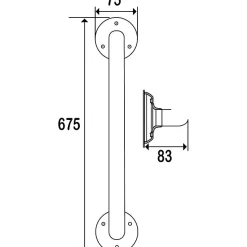 Barre d'appui droite - 675 mm - Diamètre 25 mm - laiton nickelé chromé - Godonnier