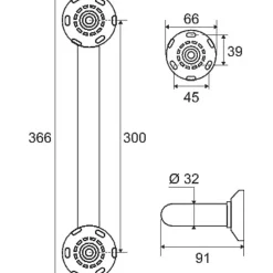 Barre d'appui droite chromé - 300 mm - Diamètre 32 mm - Pellet ASC