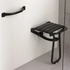 Barre d'appui droite en acier noir mat Godonnier Essentiels Plus 69,3 cm