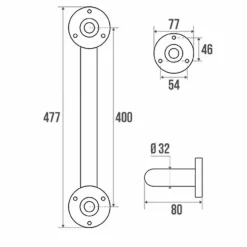 Barre d'appui droite Inox poli brillant 400mm