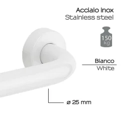 Barre D'appui Murale Fixe Blanche 20 Cm En Acier Inoxydable