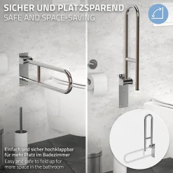 Barre dappui wc rabattable ML-Design 60 cm en inox jusqua 200 kg pour personnes a mobilite reduite