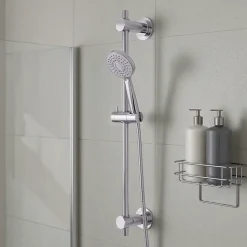 Barre de douche à ventouses avec support douchette, chrome, GoodHome