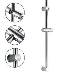Barre de douche avec équipement TREN de 65,5 cm, finition chrome poli, en laiton Kibath