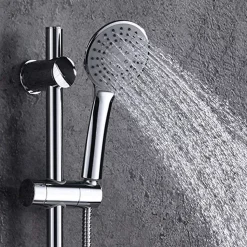 Barre de douche avec équipement TREN de 65,5 cm, finition chrome poli, en laiton Kibath