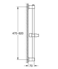 Barre de douche chrome H.62 cm, Grohe Quickfix