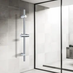 Barre de douche 70cm en Acier Inoxydable Chromé avec Fixations ajustables