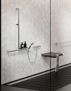 Barre de douche et support de douchette finition alu