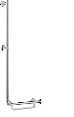 Barre de douche L.110 cm avec poignée à droite, sans flexible, blanc et chrome, Hansgrohe Comfort Unica