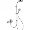 Barre de douche pour transformer le bain en douche douchette flexible 1.50m et support inclus SANINDUSA Face chrome et blanc