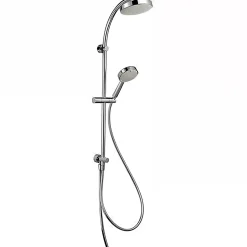 Barre de douche pour transformer le bain en douche douchette flexible 1.50m et support inclus SANINDUSA Face chrome et blanc