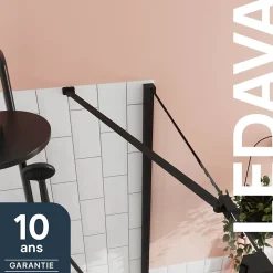 Barre de fixation/stabilisation pour paroi de douche L.70 cm, alu noir, GoodHome Ledava