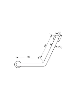Barre de maintien coudée, inox 304, longueur 350mm, angle 135 degrés, diamètre 32mm, finition inox poli - THIRARD