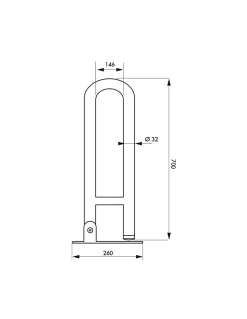 Barre de maintien rabattable, inox 304, longueur 700mm, diamètre 32mm, finition inox poli - THIRARD