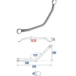 Barre de redressement coudée en inox gris Godonnier Soft 135°