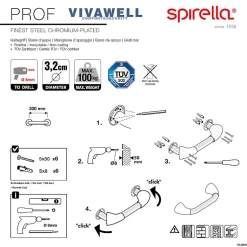 Barre de redressement ou d'appui PROF Acier Inox 30cm Chrome Spirella