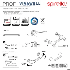 Barre de redressement ou d'appui PROF Acier Inox 80cm Chrome Spirella