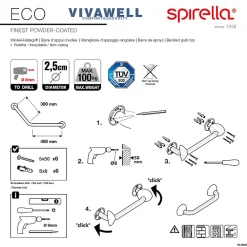 Barre de redressement ou d'appui coudée ECO Acier Inox 71cm Blanc Spirella