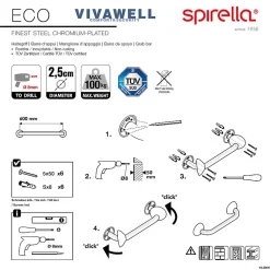 Barre de redressement ou d'appui ECO Acier Inox 60cm Chrome Spirella