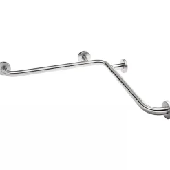 Barre de relèvement en angle coudée à 90 PMR normes handicapé SANINDUSA NewWCCare inox brossé
