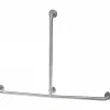 Barre de relèvement et appui droite en T horizontal 1 remontée PMR normes handicapé SANINDUSA NewWCCare inox brossé