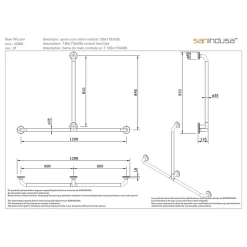 Barre de relèvement et appui droite en T horizontal 1 remontée PMR normes handicapé SANINDUSA NewWCCare inox brossé
