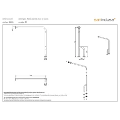 Barre de relèvement et appui WC 2 fixations au sol 1 fixation murale PMR normes handicapé SANINDUSA NewWCCare blanche