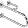 Barre de relèvement et appui en U avec renfort latéral à droite PMR normes handicapé SANINDUSA NewWCCare 60 inox brossé